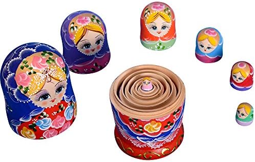YAKELUS Professional Russian Nesting Dolls Russian Dolls Matryoshka Doll Russian Dolls For Kids For Adults 7 Piece Set Handmade 0701