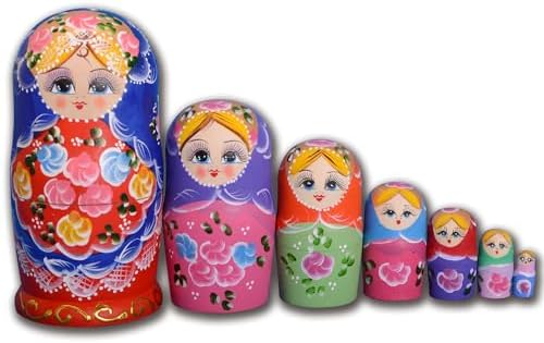 YAKELUS Professional Russian Nesting Dolls Russian Dolls Matryoshka Doll Russian Dolls for Kids for Adults 7 Piece Set Handmade 0701