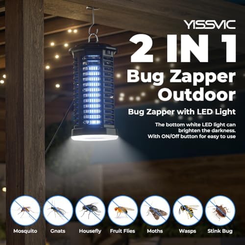 YISSVIC Bug Zapper Outdoor Indoor Waterproof Electric Mosquito Zapper Effective 4200V Plug In For Kitchen Patio Courtyard Garden Camping