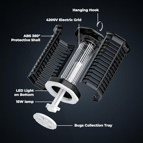 YISSVIC Bug Zapper Outdoor Indoor Waterproof Electric Mosquito Zapper Effective 4200V Plug In For Kitchen Patio Courtyard Garden Camping
