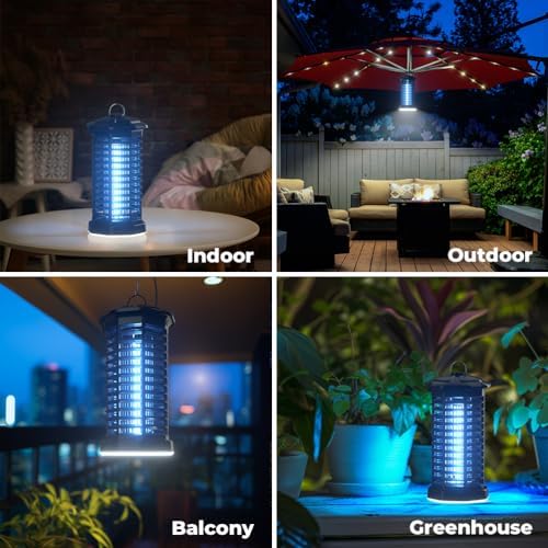 YISSVIC Bug Zapper Outdoor Indoor Waterproof Electric Mosquito Zapper Effective 4200V Plug In For Kitchen Patio Courtyard Garden Camping