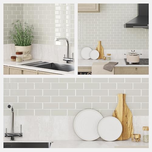 Yoillione Peel And Stick Backsplash For Kitchen: Self Adhesive Wall Tiles For Bathroom - 10 Sheets Vinyl Back Splash Tile Waterproof Light Coffee