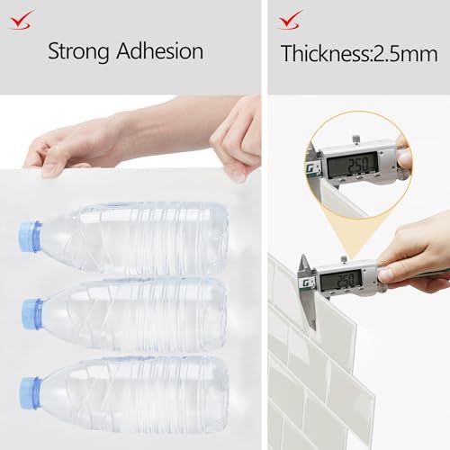 Yoillione Peel And Stick Backsplash For Kitchen: Self Adhesive Wall Tiles For Bathroom - 10 Sheets Vinyl Back Splash Tile Waterproof Light Coffee
