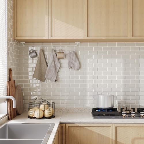 Yoillione Peel and Stick Backsplash for Kitchen: Self Adhesive Wall Tiles for Bathroom - 10 Sheets Vinyl Back Splash Tile Waterproof Light Coffee
