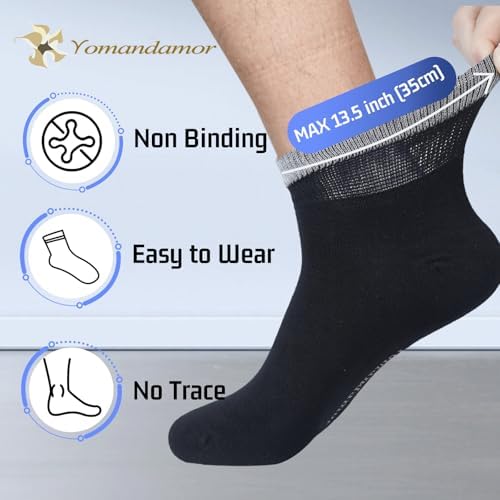 Yomandamor 6 Pairs Men's Bamboo Seamless Non-binding Ankle Diabetic Socks 10-13 …