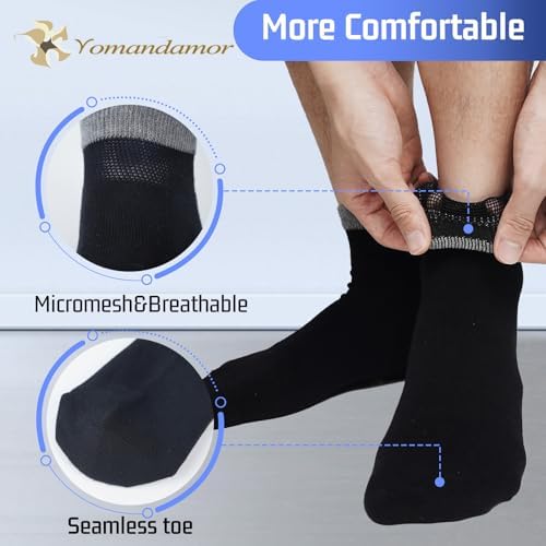 Yomandamor 6 Pairs Men's Bamboo Seamless Non-binding Ankle Diabetic Socks 10-13 …