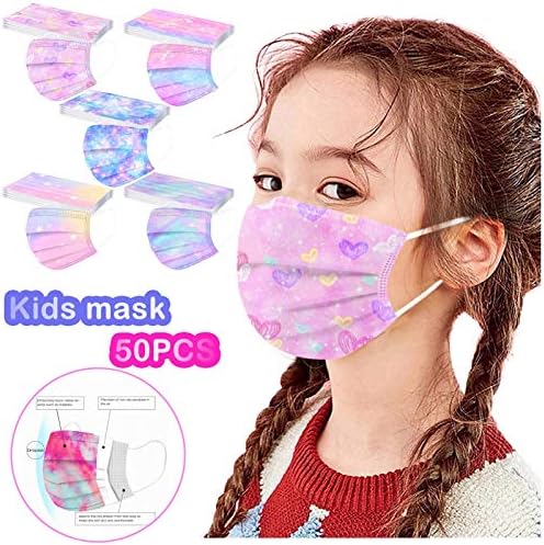 YUGYUJ 50Pcs Kids Face Mask Childrens 3 Ply Non-Woven Protective Breathable Kids Face Mask For Boys Girls Outdoor School