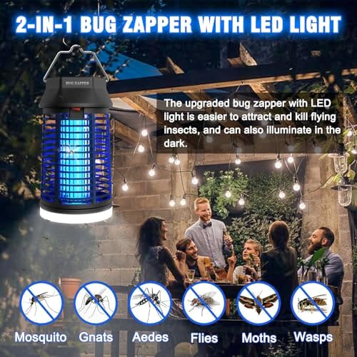 ZENLEA Bug Zapper Outdoor With LED Light Bug Zapper Indoor 4200V Mosquito Zapper Outdoor Waterproof Mosquito Killer Electric Fly Zapper Fly Traps For Camping Backyard Patio Garden Plug-in