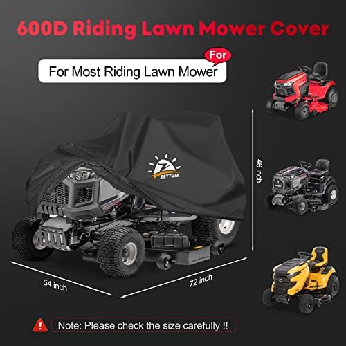 Zettum Riding Lawn Mower Cover - Lawn Tractor Covers Waterproof & Heavy Duty 600D Outdoor Mower Cover Universal Fit With Storage Bag For John Deere EGO Toro Craftsman Husqvarna Honda And More