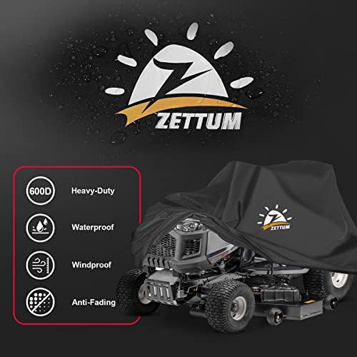 Zettum Riding Lawn Mower Cover - Lawn Tractor Covers Waterproof & Heavy Duty 600D Outdoor Mower Cover Universal Fit With Storage Bag For John Deere EGO Toro Craftsman Husqvarna Honda And More