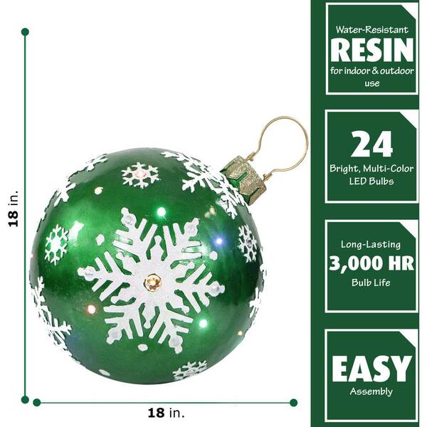 Fraser Hill Farm 1.5 Ft. 24-Light LED Jeweled Ball Ornament With Snowflake Design