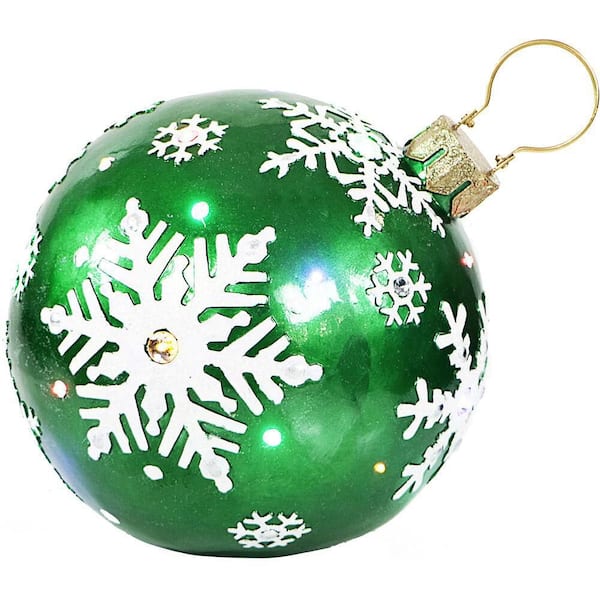 Fraser Hill Farm 1.5 ft. 24-Light LED Jeweled Ball Ornament with Snowflake Design