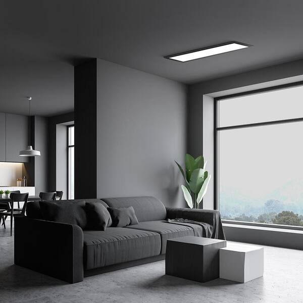 Commercial Electric 1 Ft. X 4 Ft. 4000 Lumens Dimmable Matte Black Integrated LED Flat Panel Ceiling Flush Mount Fixture Selectable 5CCT