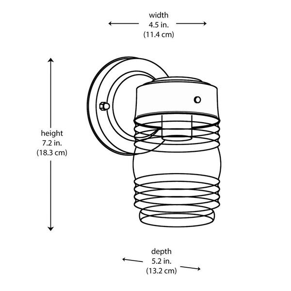 PRIVATE BRAND UNBRANDED 1-Light Black Outdoor Jelly Jar Wall Lantern Sconce