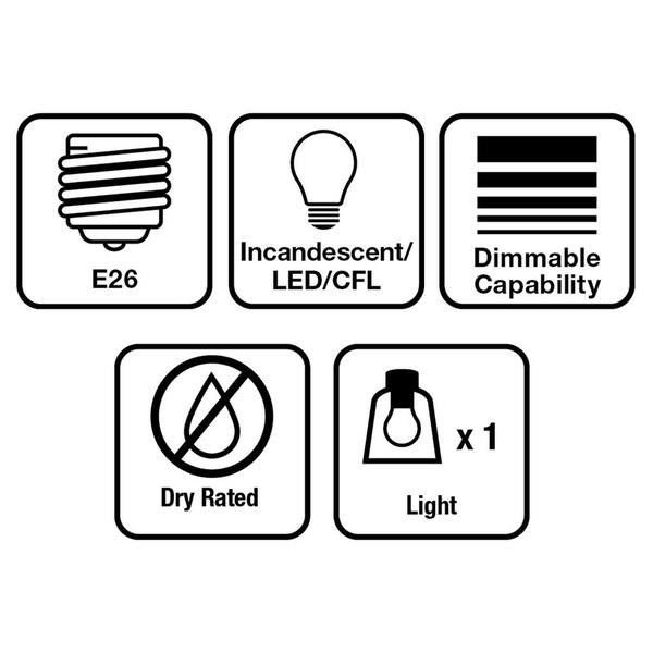 Hampton Bay 1-Light Black Warehouse Pendant Hanging Light With Metal Shade