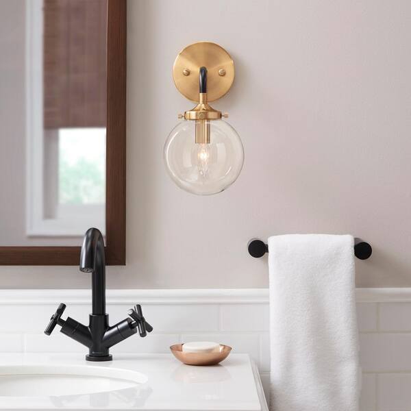 Home Decorators Collection 1-Light Matte Black And Antique Gold Wall Sconce