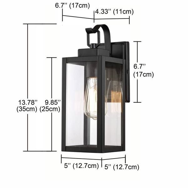 Pia Ricco 1-Light Matte Black Not Solar Outdoor Wall Lantern Waterproof Fixture With Clear Glasses (4-Pack)