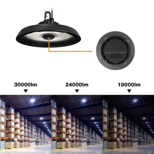 Commercial Electric 1-Pack 14 In. Black Integrated LED Dimmable High Bay Light At 30000 Lumens 5000K Daylight