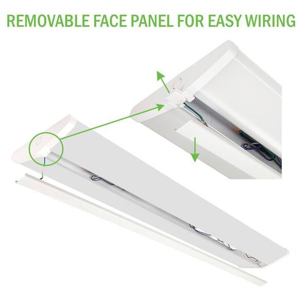 Commercial Electric 1-Pack 4 Ft. 7500 Lumens LED Wraparound Light Fixture 65W 120-277V Bright White 4000K Dimmable Garage Lighting Workshop