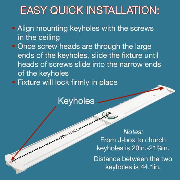 Commercial Electric 1-Pack 44 In. 3400 Lumens Easy Install LED Wraparound Light Fixture 120V Bright White 4000K Garage Lighting Closet Light