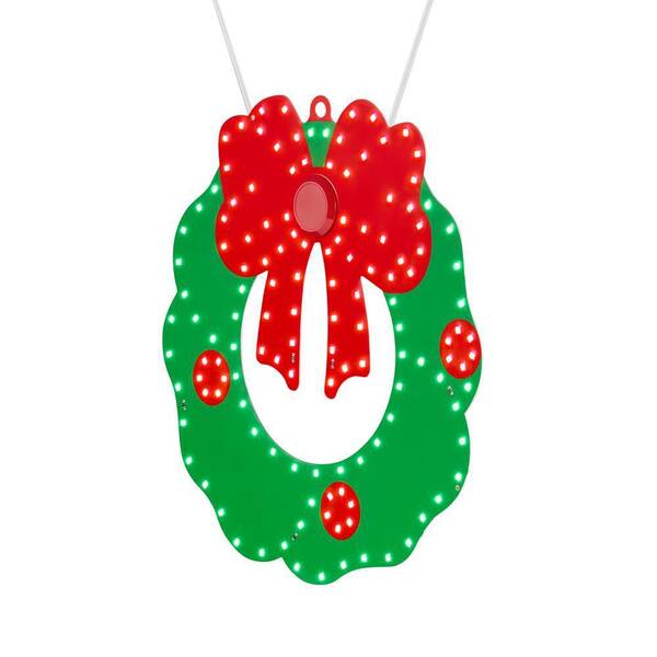 Home Accents Holiday 10 In. 408 Count Christmas Hi-Vibrant Red And Green Color LED Wreaths With Bows (3-Pack)