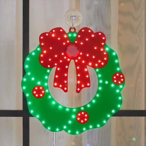Home Accents Holiday 10 In. 408 Count Christmas Hi-Vibrant Red And Green Color LED Wreaths With Bows (3-Pack)