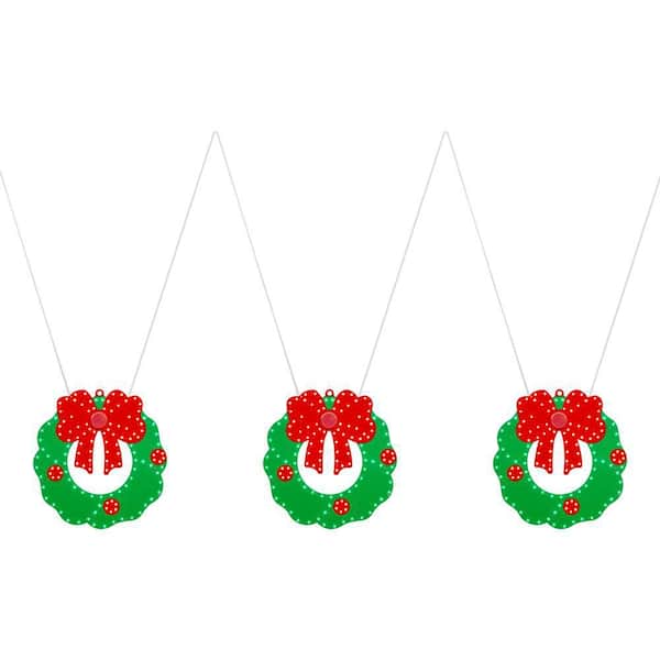 Home Accents Holiday 10 in. 408 Count Christmas Hi-Vibrant Red and Green Color LED Wreaths with Bows (3-Pack)