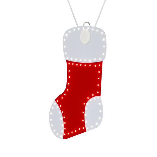 Home Accents Holiday 10 In. Christmas Hi-Vibrant Twinkling Red And White Color LED Stockings (3-Pack)