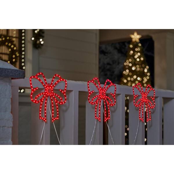 Home Accents Holiday 10 In. Twinkling LED Bows (3-Pack) Y1