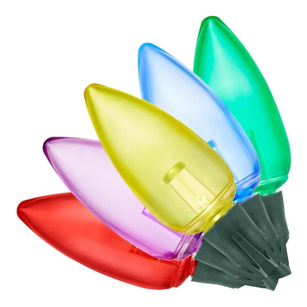 Home Accents Holiday 100 Count Multi-Colored Transparent C9 LED Lights Heavy Duty