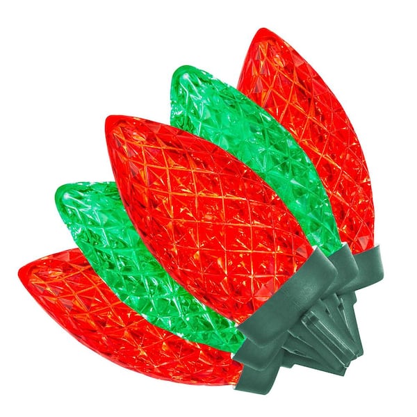 Home Accents Holiday 100 Count Red/Green Faceted C9 LED Lights