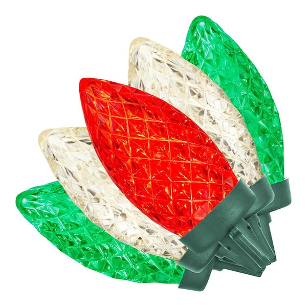 Home Accents Holiday 100 Count Red/Green/Warm White Faceted C9 LED Lights