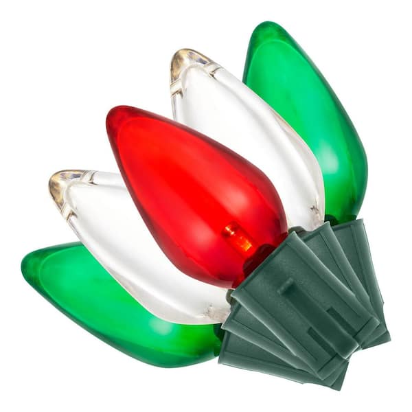 Home Accents Holiday 100 Count Red/Green/Warm White Steady Lit Super-Bright C9 LED Lights