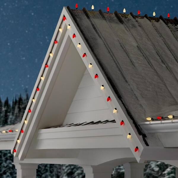 Home Accents Holiday 100 Count Red/Warm White Faceted C9 LED Lights