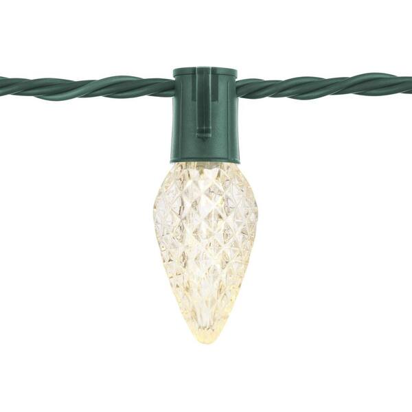 Home Accents Holiday 100 Count Warm White Faceted Steady Lit Super-Bright C9 LED Lights