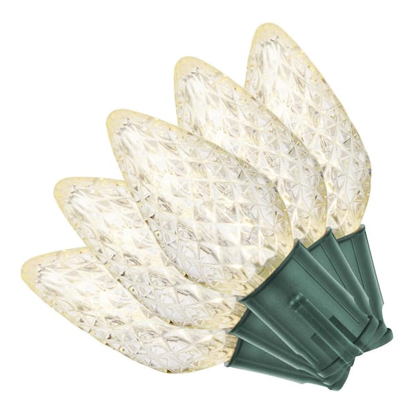 Home Accents Holiday 100 Count Warm White Faceted Steady Lit Super-Bright C9 LED Lights
