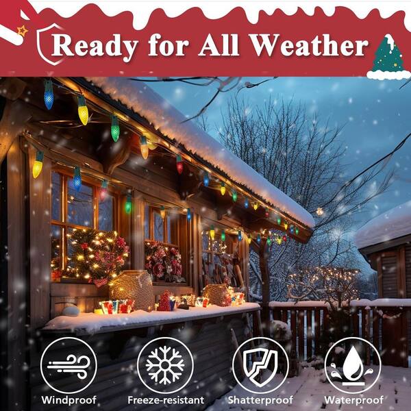 Nordic Hygge 100 Ft. 50 LED Indoor Outdoor String Light For House Roof Patio Tree Multicolor