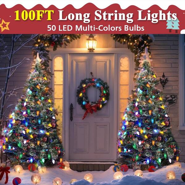 Nordic Hygge 100 Ft. 50 LED Indoor Outdoor String Light For House Roof Patio Tree Multicolor