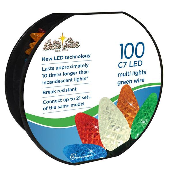Brite Star 100-Light Faceted C7 LED Multi-Colored-Light Set