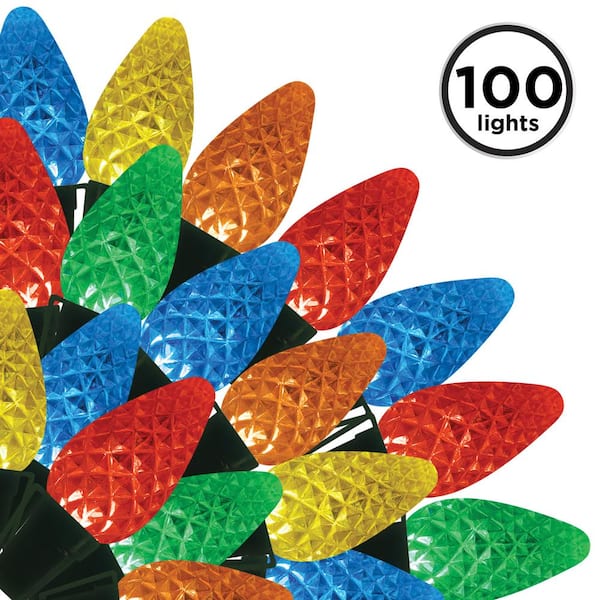 Brite Star 100-Light Faceted C7 LED Multi-Colored-Light Set