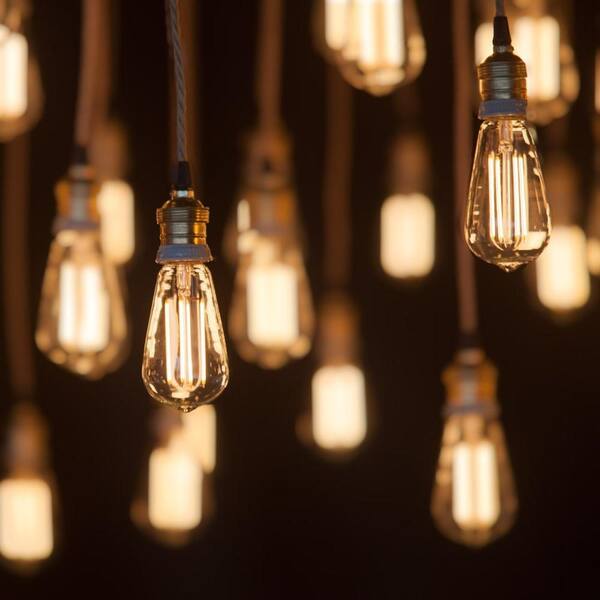 Feit Electric 100-Watt Equivalent ST19 Dimmable Straight Filament Clear Glass E26 Vintage Edison LED Light Bulb Soft White (4-Pack)