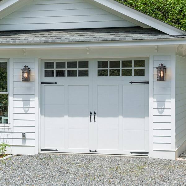 C Cattleya 11.75 In. Matte Black Motion Sensing Dusk To Dawn Outdoor Hardwired Wall Lantern Sconces With Water Glass(2-Pack)