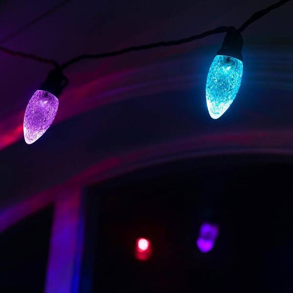 Novolink 11 Ft. 12-Count Facetted LED Large C9 Bulb RGBw Color-Changing Christmas String Light