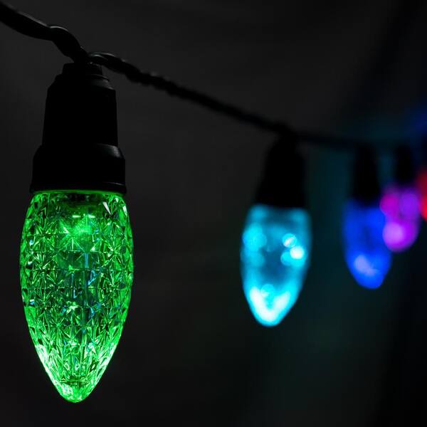 Novolink 11 Ft. 12-Count Facetted LED Large C9 Bulb RGBw Color-Changing Christmas String Light