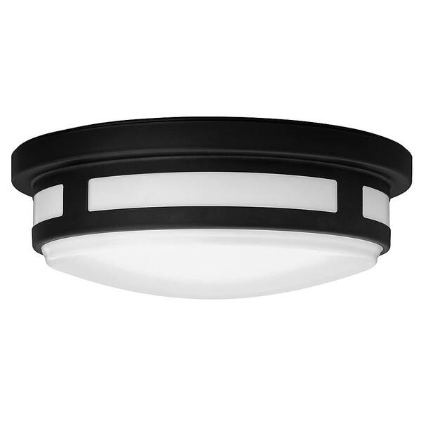 Hampton Bay 11 In. Round Black Integrated LED Indoor Outdoor Ceiling Light Flush Mount Adjustable CCT 830 Lumens Wet Rated