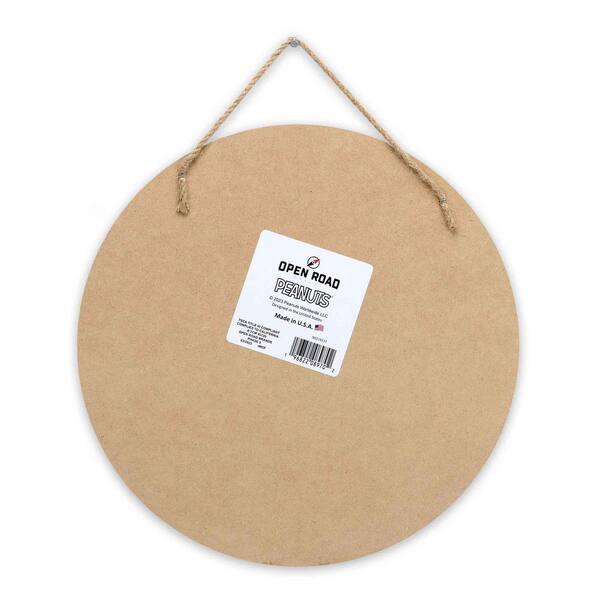 Peanuts 11 In. Tan Snoopy And Woodstock Be Happy Floral Round Colorblocked Hanging Wood Wall Decor