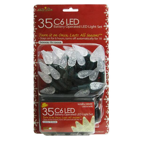 Brite Star 12.33 Ft. 35-Count C6 LED Warm White Christmas String Lights