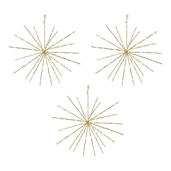 Home Accents Holiday 12 in. Battery Operated Twinkling LED Hanging Starburst Lights with Timer (3-Pack)