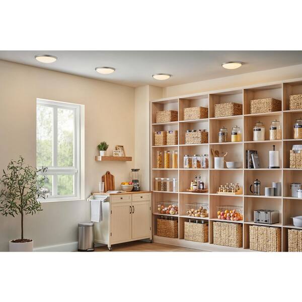 Commercial Electric 12 In. Light Brushed Nickel And Oil-Rubbed Bronze Adjustable CCT Integrated LED Flush Mount With Interchangeable Trim