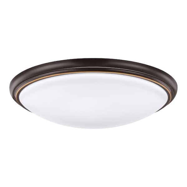 Commercial Electric 12 in. Light Brushed Nickel and Oil-Rubbed Bronze Adjustable CCT Integrated LED Flush Mount with Interchangeable Trim